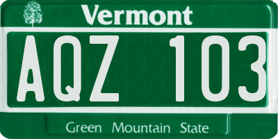 VT license plate AQZ103