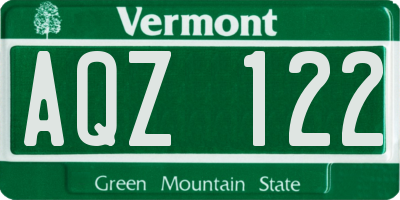 VT license plate AQZ122