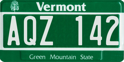 VT license plate AQZ142