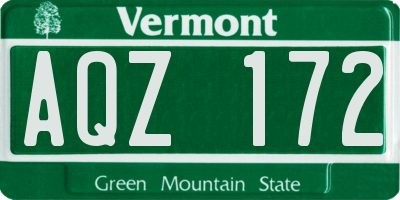 VT license plate AQZ172