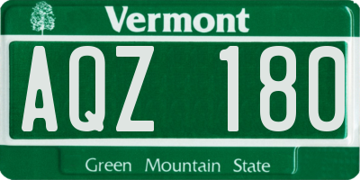 VT license plate AQZ180