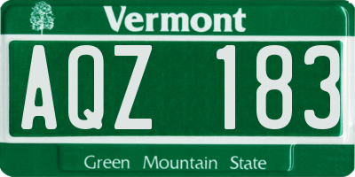 VT license plate AQZ183