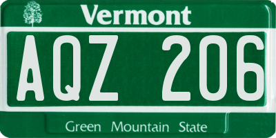 VT license plate AQZ206