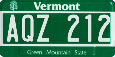 VT license plate AQZ212