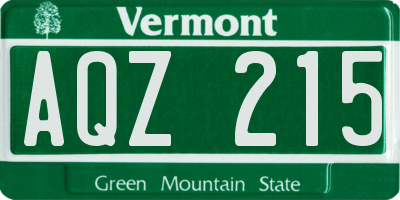 VT license plate AQZ215