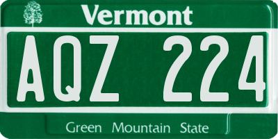 VT license plate AQZ224