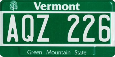 VT license plate AQZ226