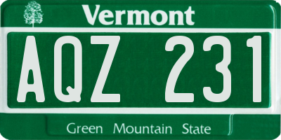 VT license plate AQZ231
