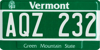 VT license plate AQZ232