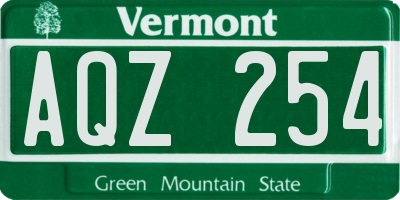 VT license plate AQZ254