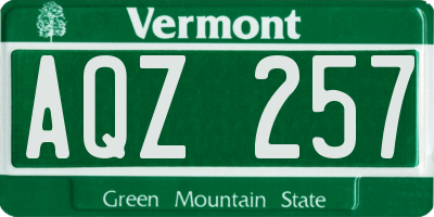 VT license plate AQZ257