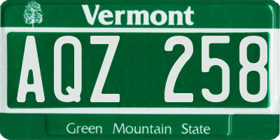 VT license plate AQZ258