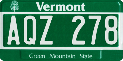 VT license plate AQZ278
