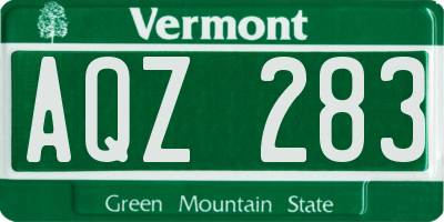 VT license plate AQZ283