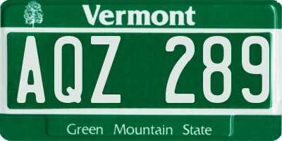 VT license plate AQZ289