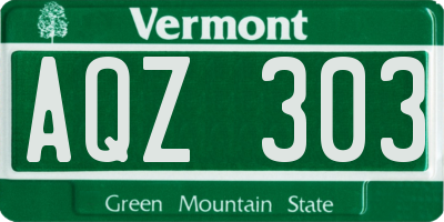 VT license plate AQZ303