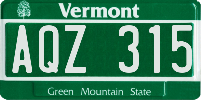 VT license plate AQZ315