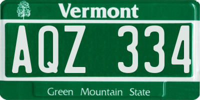 VT license plate AQZ334