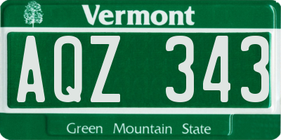 VT license plate AQZ343
