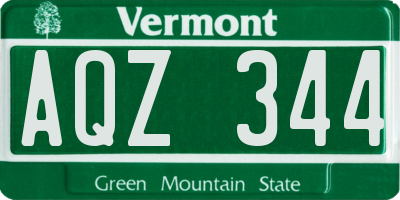 VT license plate AQZ344