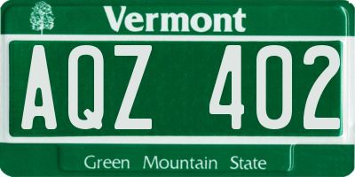 VT license plate AQZ402