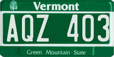 VT license plate AQZ403