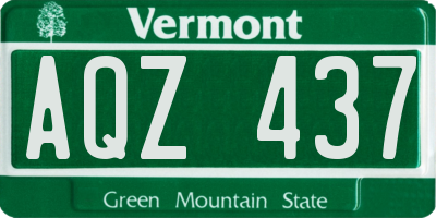 VT license plate AQZ437