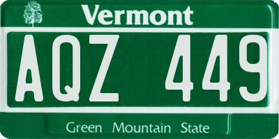 VT license plate AQZ449
