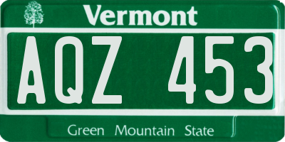 VT license plate AQZ453
