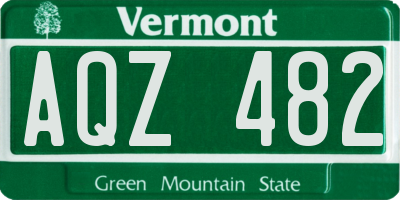 VT license plate AQZ482