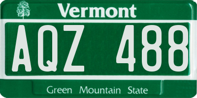 VT license plate AQZ488