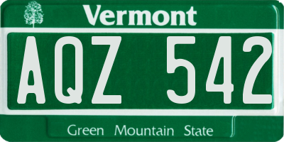 VT license plate AQZ542
