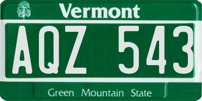 VT license plate AQZ543