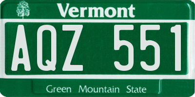 VT license plate AQZ551