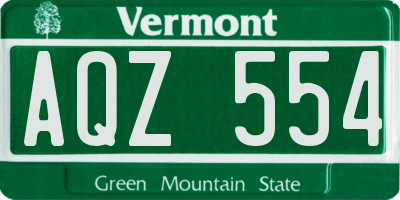 VT license plate AQZ554
