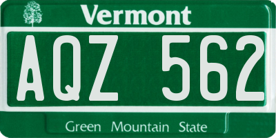 VT license plate AQZ562