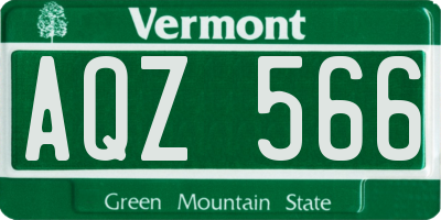 VT license plate AQZ566