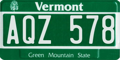 VT license plate AQZ578