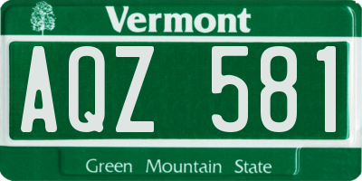 VT license plate AQZ581