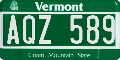 VT license plate AQZ589
