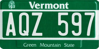 VT license plate AQZ597