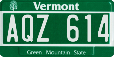 VT license plate AQZ614
