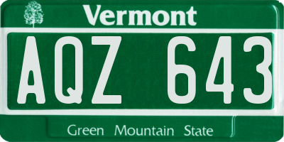 VT license plate AQZ643