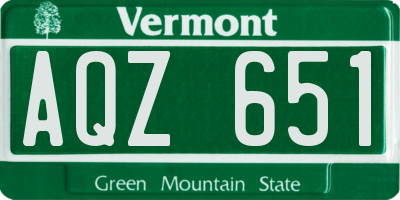 VT license plate AQZ651