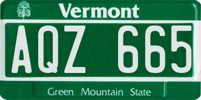 VT license plate AQZ665