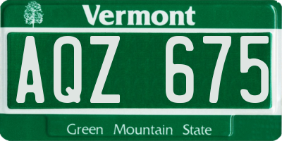 VT license plate AQZ675
