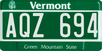 VT license plate AQZ694