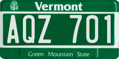 VT license plate AQZ701