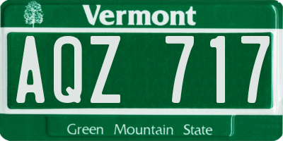 VT license plate AQZ717