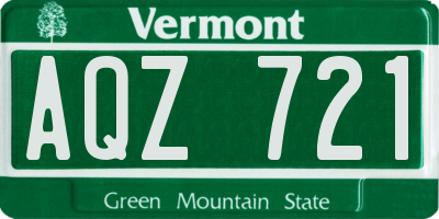 VT license plate AQZ721